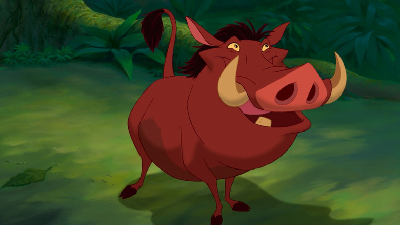 Pumbaa smiling and looking happy