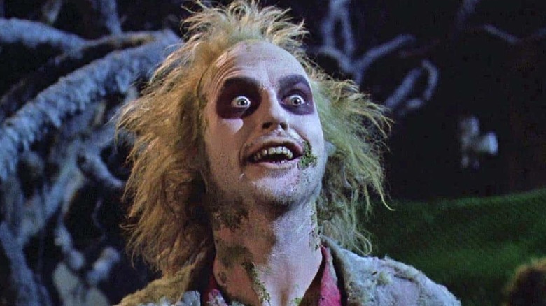 Beetlejuice with a wild expression in 