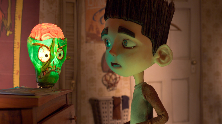 Norman talks to a magical mask in "ParaNorman" (2012)