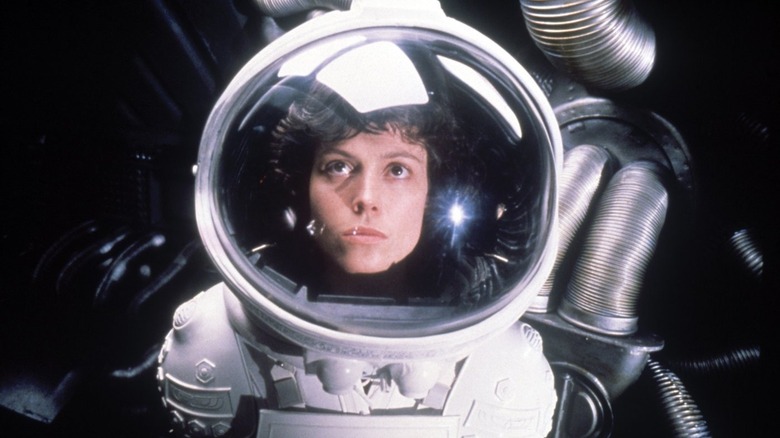 Ripley wearing a space suit