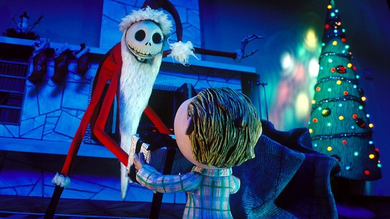 Jack Skellington gives child gift