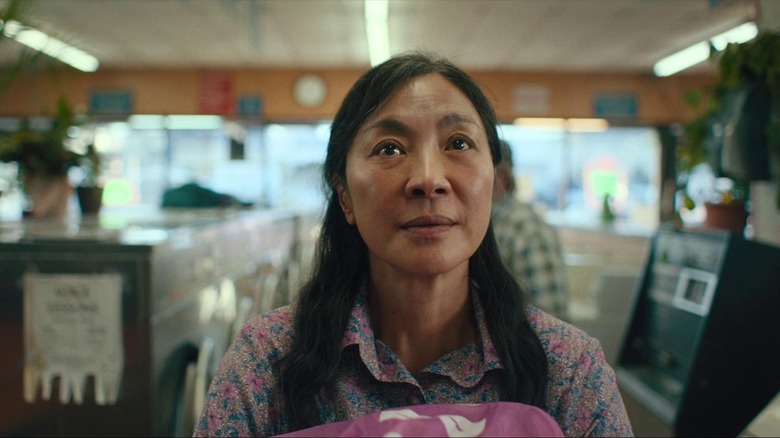 Michelle Yeoh in laundromat