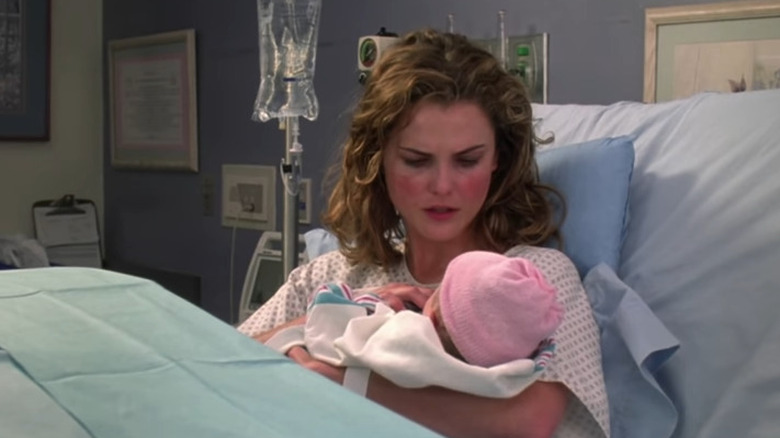 Keri Russell holding baby