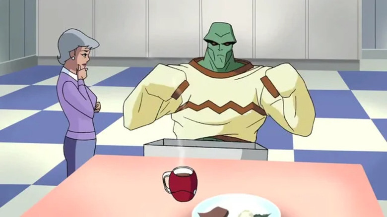 Martian Manhunter wearing a sweater