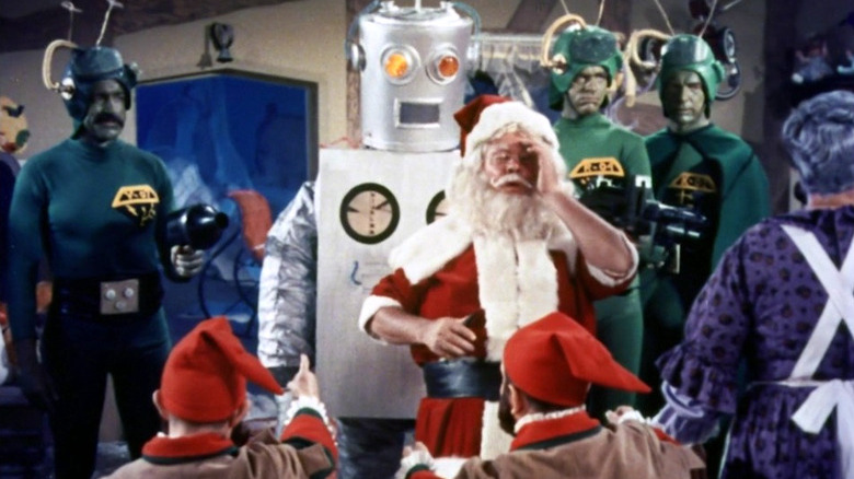 Santa surrounded by aliens