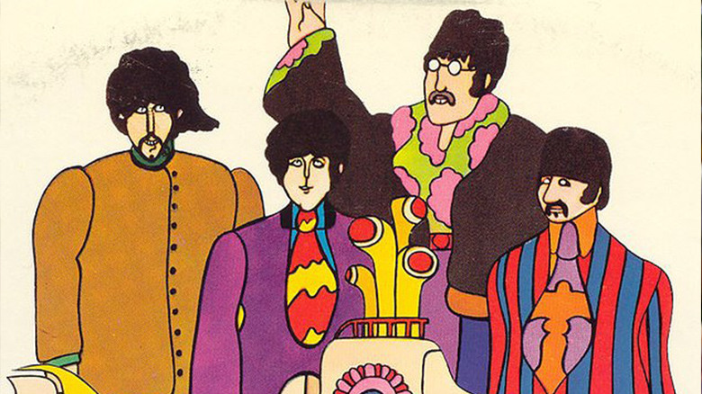 A cartoon depiction of the Beatles