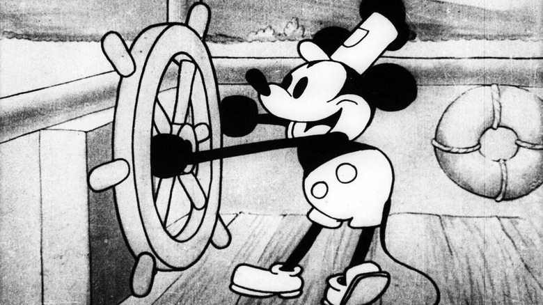 Mickey turns the wheel