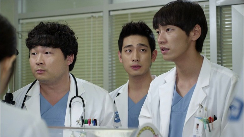 Three doctors in a hospital