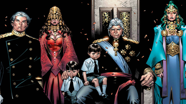 The House of Magnus together while confetti floats around them X-Men