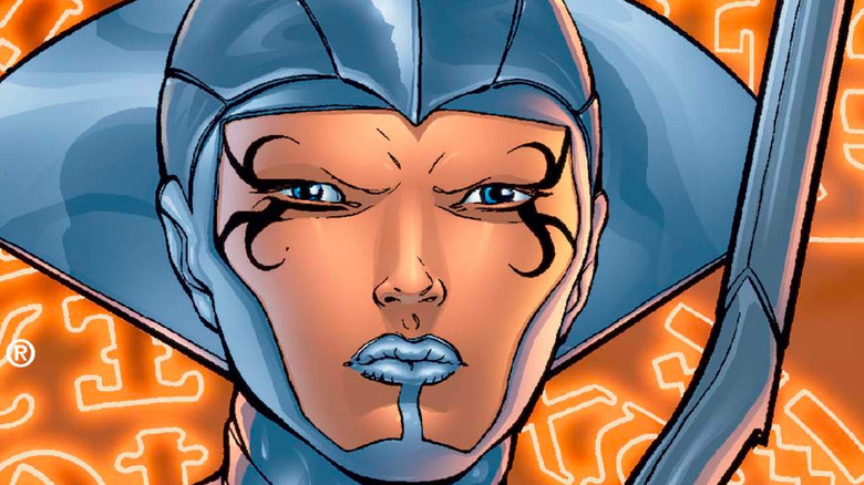 Empress Lilandra Neramani with glowing symbols X-Men