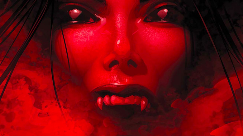 Selene Gallio's face emerges in blood red clouds X-Men