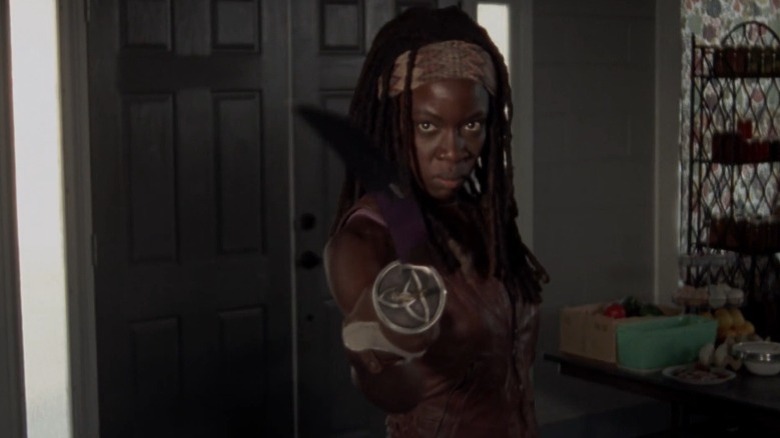 The Walking Dead's Michonne brandishing her katana