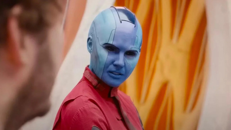 Nebula looking angrily at Peter