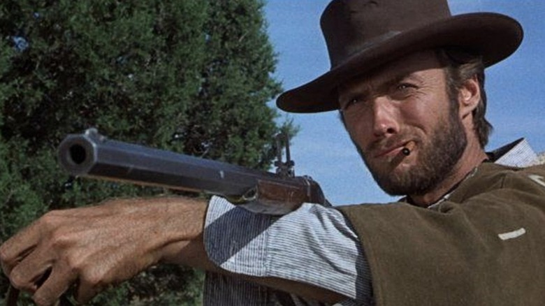 'Blondie,' the Man with No Name, sighting down his Spencer Model 1860 in The Good, the Bad and the Ugly