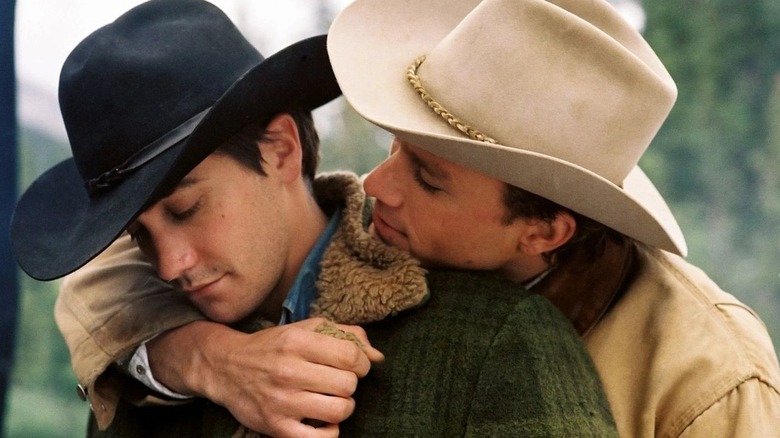 Ennis embracing Jack in Brokeback Mountain