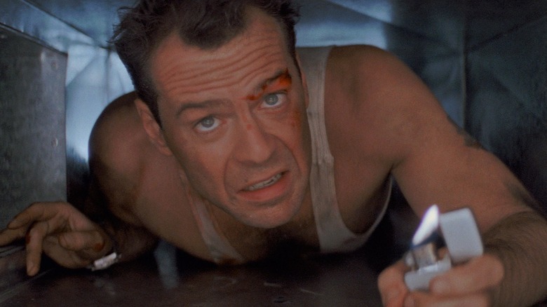 John McClane in an air duct