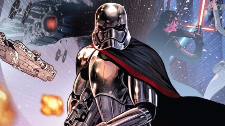 Captai Phasma holding a blaster rifle