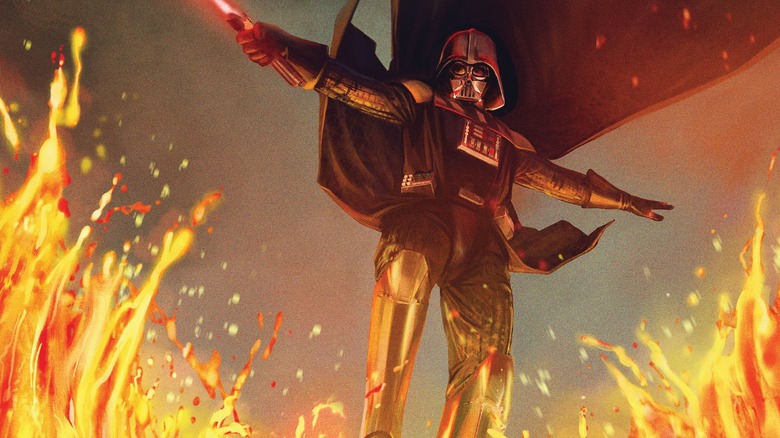 Darth Vader surrounded by flames