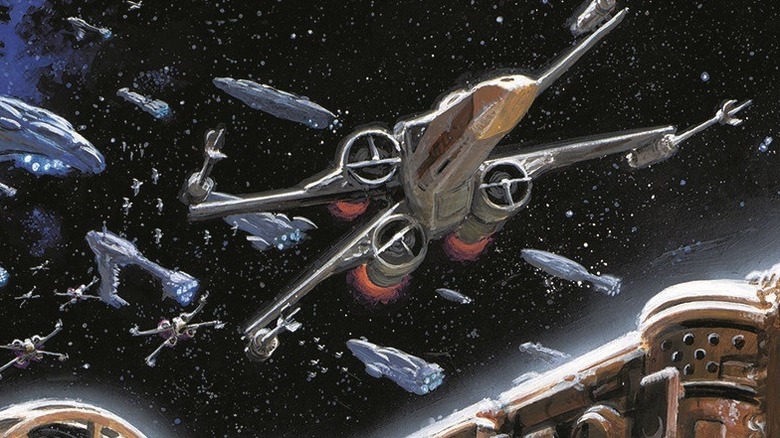 X-Wing starfighters attacking Imperial forces