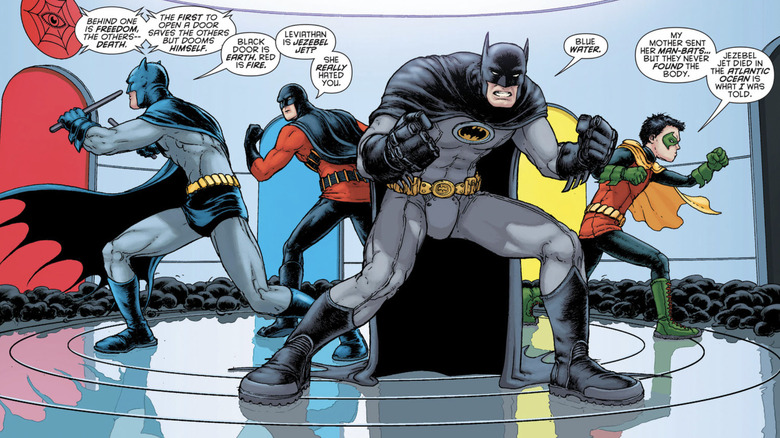 The Batmen, Red Robin and Robin in Dr. Dedalus' trap