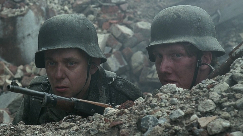 German soldiers hiding behind rubble