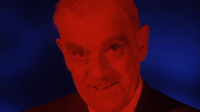 Boris Karloff in red lighting