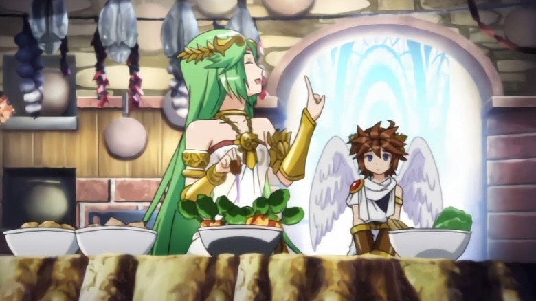 Palutena cooking with Pit