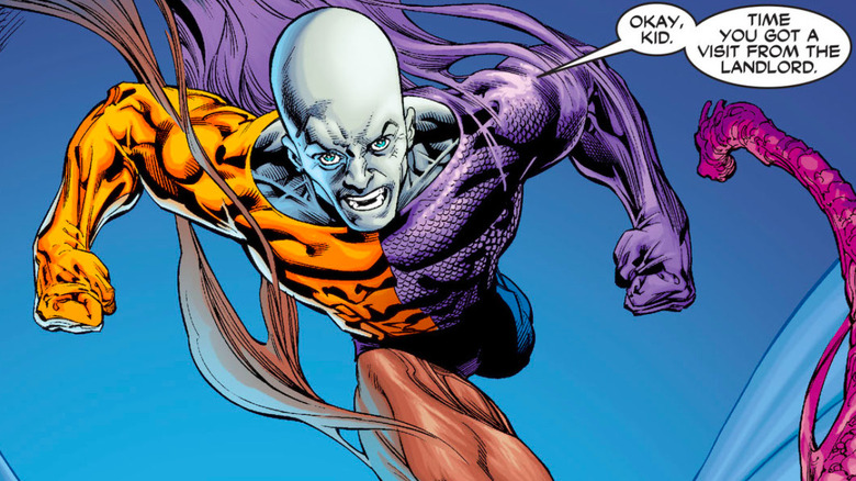 Metamorpho charges forward, his body part-mist