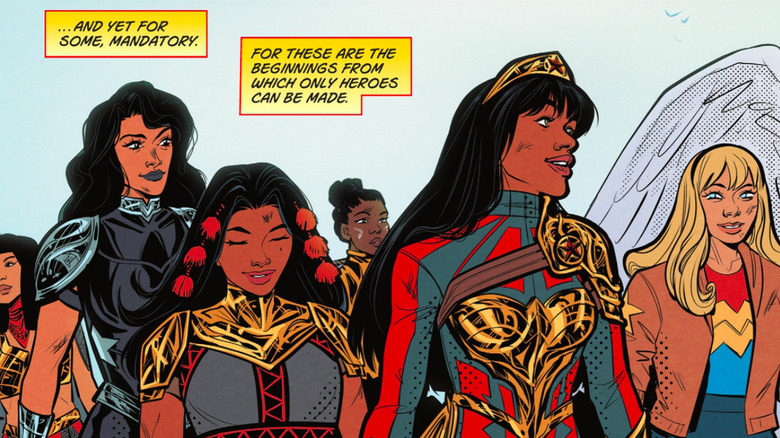 Donna Troy and the Wonder Girls walk with the Esquecida