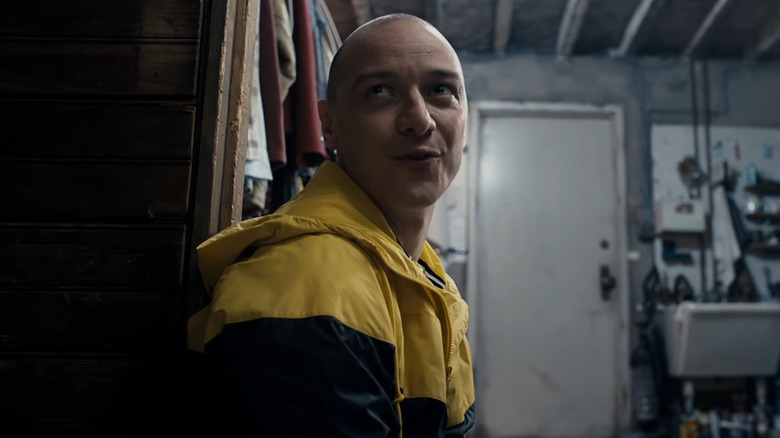 Split's James McAvoy wearing a raincoat