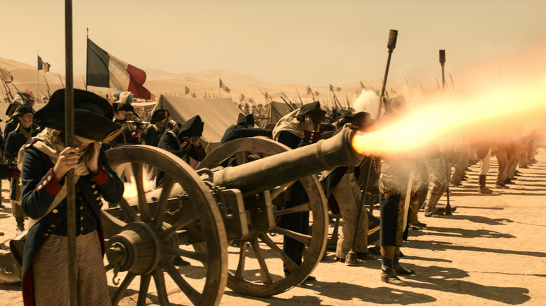 French cannons firing