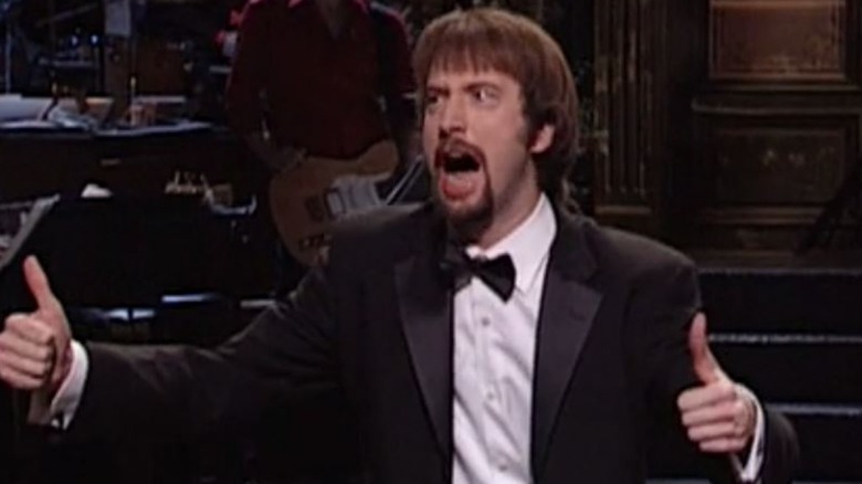 Tom Green thumbs up tuxedo