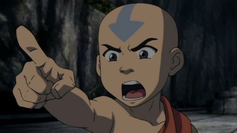 Aang angrily pointing finger