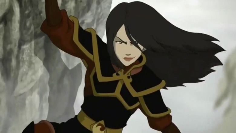 Azula hanging off cliff