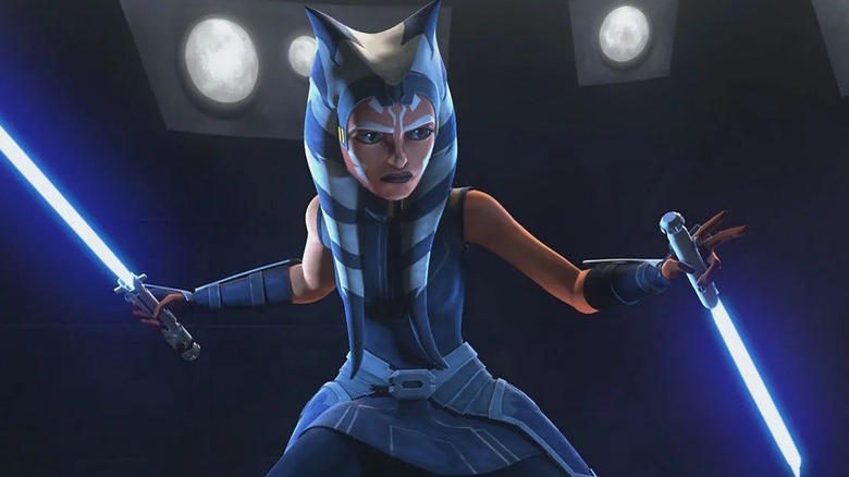 Ahsoka Tano brandishing lightsabers