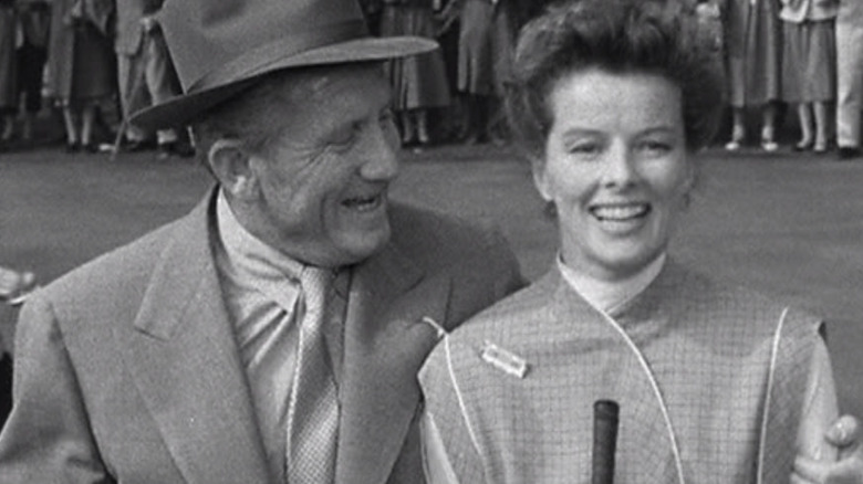 Spencer Tracy hugging Katherine Hepburn