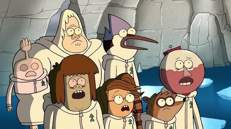 Mordecai and the gang looking scared on Regular Show (2010)