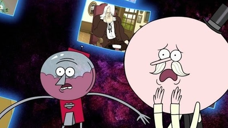 Benson and Pops looking shocked on Regular Show (2010)