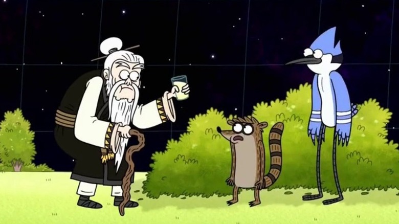 Earl offers drink to Rigby and Mordecai on Regular Show (2010)