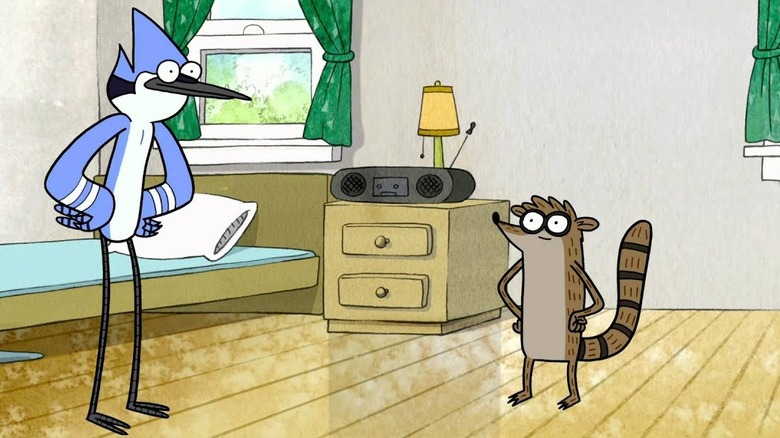 Mordecai and Rigby listening to the radio on Regular Show (2010)