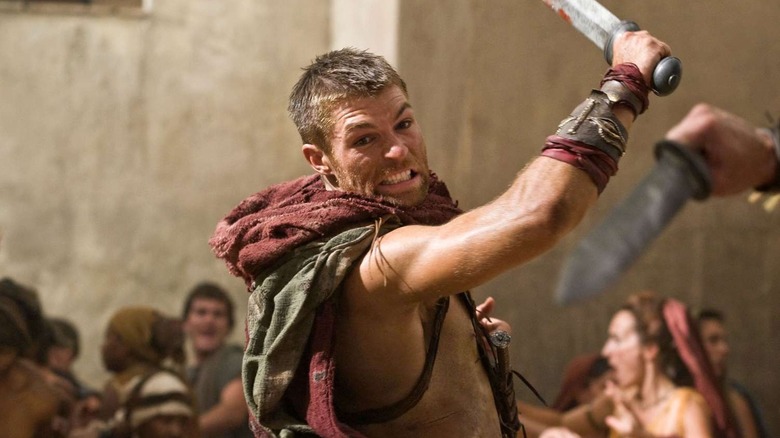 Spartacus fighting in the Coliseum on Spartacus