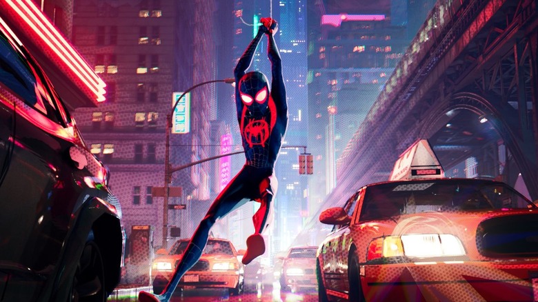 Miles Morales swings through cars