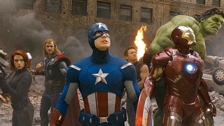 The Avengers amid NYC rubble