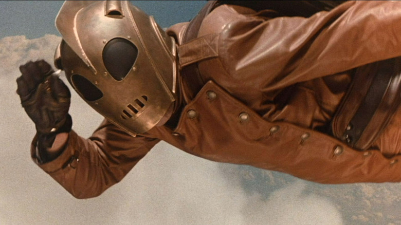 Rocketeer flies through sky