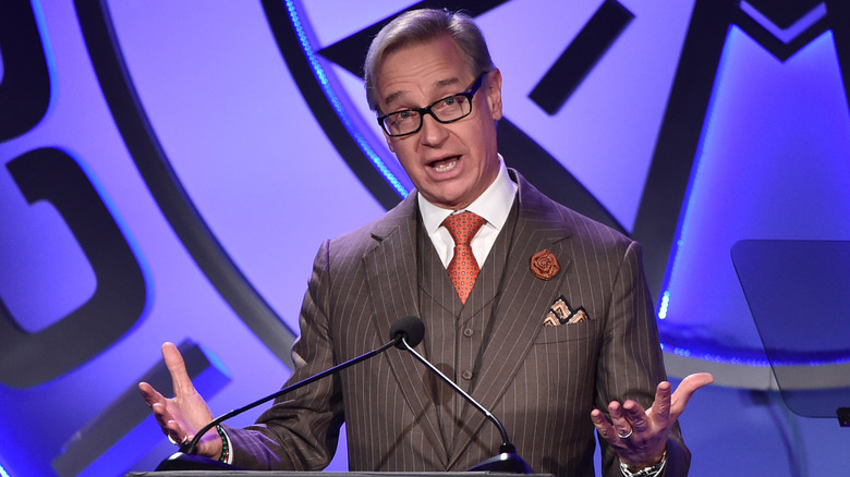 Paul Feig speaks at podium