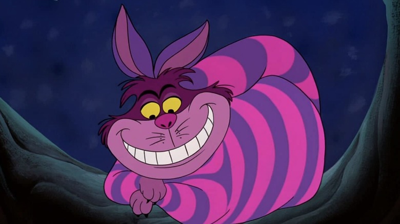 The Cheshire Cat is talking to Alice