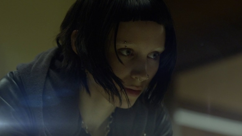 Lisbeth Salander looking at screen