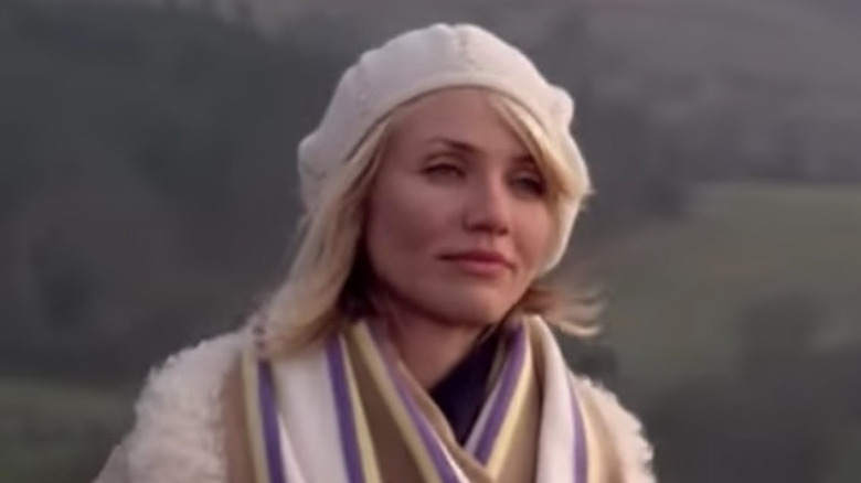 Cameron Diaz in white hat English countryside