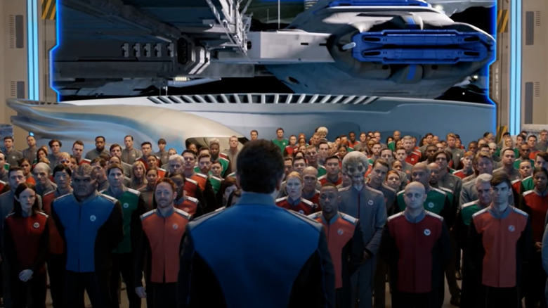 Ed Mercer addresses Orville crew