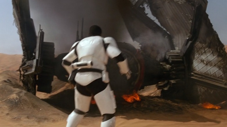 Finn and destroyed TIE Fighter on Jakku